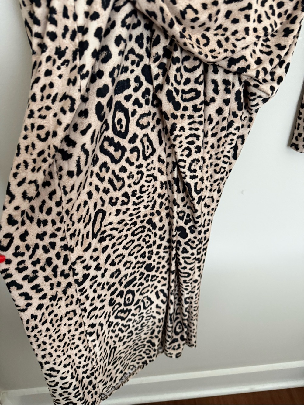 Rachel Roy XL Leopard Print Ruched Midi Dress Long Sleeve Bodycon - Picture 6 of 10